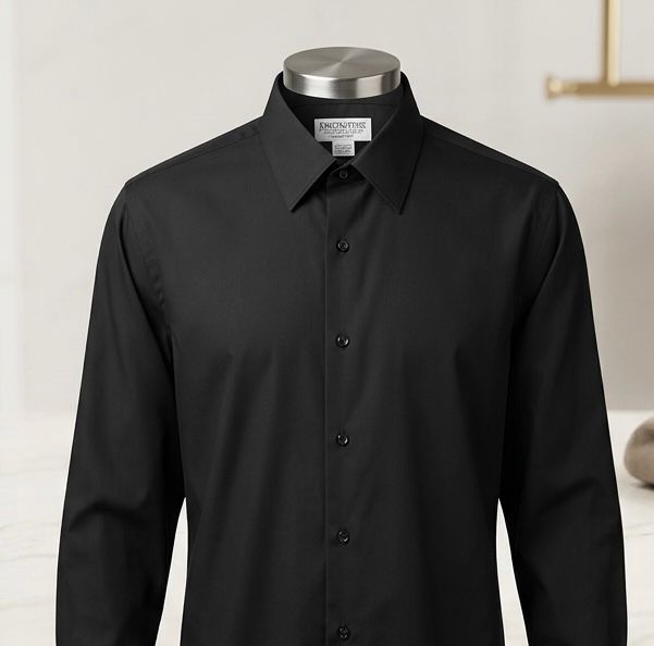 Black Cotton Dress Shirt